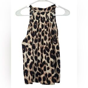 SHEIN Leopard Print Halter Top Sleeveless Tie-Back XS US 2 NWOT Night Out Y2K